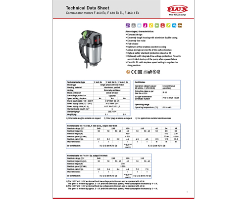 Commutator motor F 460 Ex